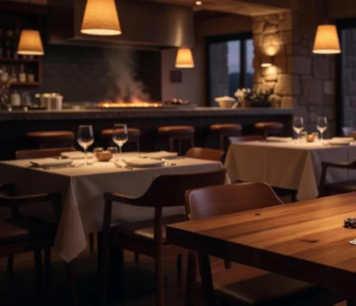 NAXSOL ENTERPRISES LTD interior with warm timber tables, grill glow and subtle casino-inspired table details