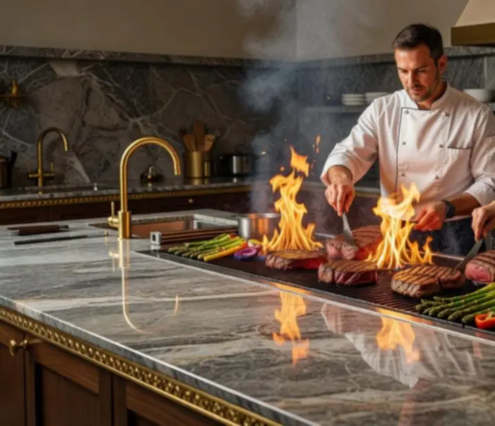 Chefs working over an open flame grill at NAXSOL ENTERPRISES LTD