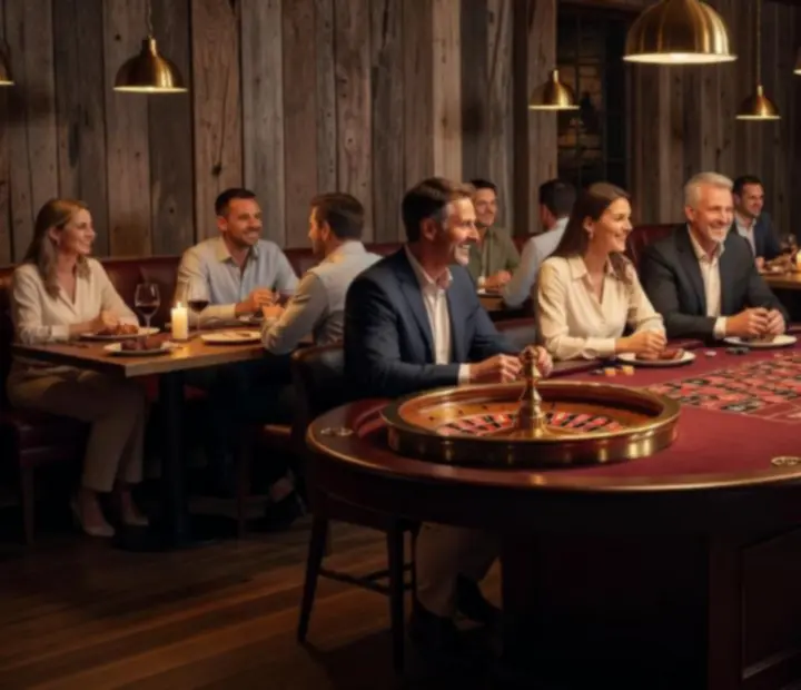 Softly lit roulette-inspired evening lounge at NAXSOL ENTERPRISES LTD